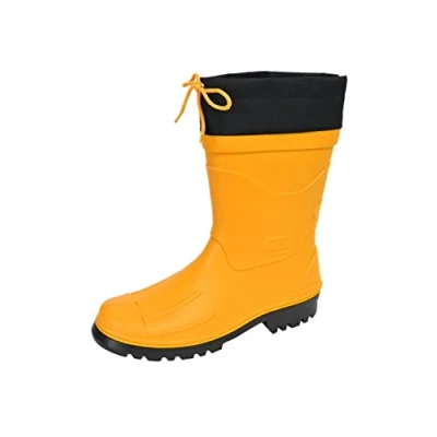 Abbildung von MADSea Herren Jungen Gummistiefel Nils Hannes Halbhoher wasserdichter, ungefütterter Regenstiefel mit verschnürbarer Nylonstulpe, gelb/schwarz, 44