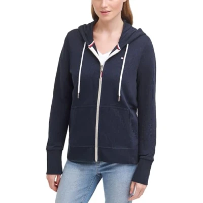 Abbildung von Tommy Hilfiger Damen Kapuzenjacke mit Reißverschluss Kapuzenpullover, Kapitän des Himmels (Sky Captain), L (7er Pack)