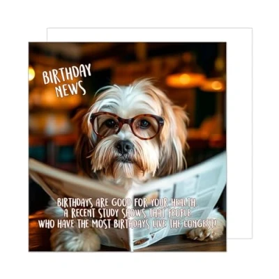 Abbildung von Edition Seidel Premium quadratische Geburtstagskarte mit Umschlag. Glückwunschkarte Happy Birthday Billet Tier Karte Mann Frau Cooler Hund Humor Lustig (GQ158 SW024)