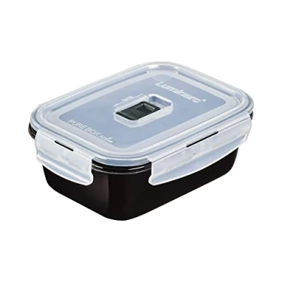 Abbildung von Luminarc Pure Box, Schwarz, Set mit 2 luftdichten Behältern, Glas, 16 x 11 7 cm, 82 cl, zweifarbig