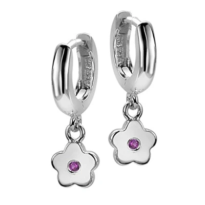 Abbildung von ORPHELIA Kinder Creolen 925 Silber rhodiniert Zirkonia pink Brillantschliff ZO 6074