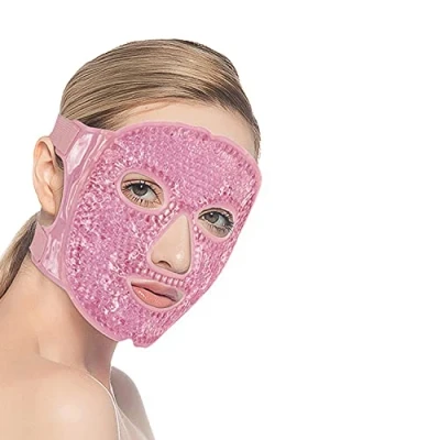 Abbildung von CAM2 Kühlmaske Gesicht,Augenmaske Kühlend,Gel Gesichtsmaske,Wiederverwendbare Gelperlen Augenmaske für Geschwollene Augen, Tränensäcke(Rosa)