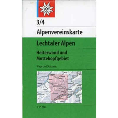 Abbildung von Lechtaler Alpen, Heiterwand: Topographische Karte 1:25.000 mit Wegmarkierungen und Skirouten: Wege Ski (Alpenvereinskarten)