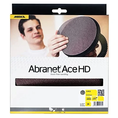 Abbildung von Mirka Abranet Ace HD Netz Schleifscheiben Ø 225mm Klett / Korn P40 5 Scheiben Für Trockenbauschleifer Wand und Deckenschleifer Schleifen von harten Oberflächen, Holz, Spachtel, Lack, Metall