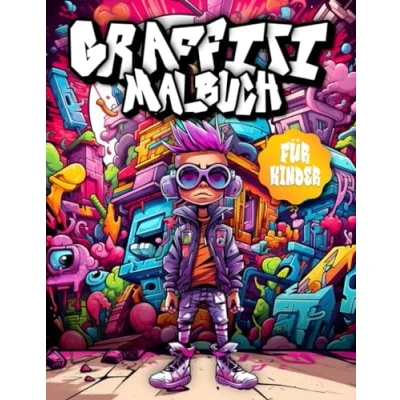 Abbildung von Graffiti Malbuch für Kinder: Coole Sammlung von 50 Original Street Art Malvorlagen Jungen und Mädchen