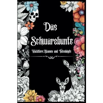 Abbildung von Das Schwarzbunte: Tiere der Nacht Malbuch mit schwarzem Hintergrund. für Erwachsene und Jugendliche hat 50 schöne Blumen ,Tier Totenkopf Motive zur Entspannung Stressbewältigung.