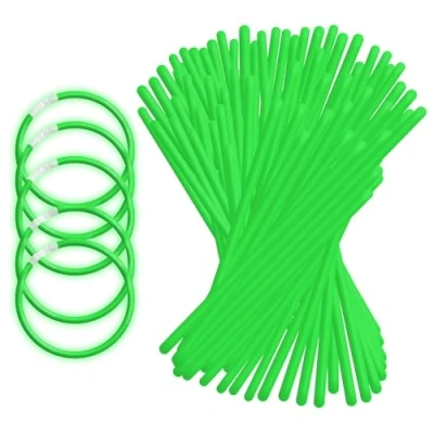 Abbildung von UV Floor 100 Neon Armband Knicklichter + Verbinder Premium Qualität Leuchtendes Zubehör Neonlicht Party Kostüme Neongrün