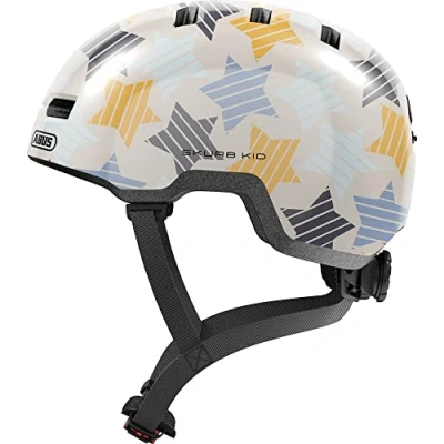 Abbildung von ABUS Kinderhelm Skurb Kid robuster Fahrradhelm im Skater Look mit Platz für einen Zopf und vielfältigen Designs Mädchen Jungen Grau Sternen, Größe S
