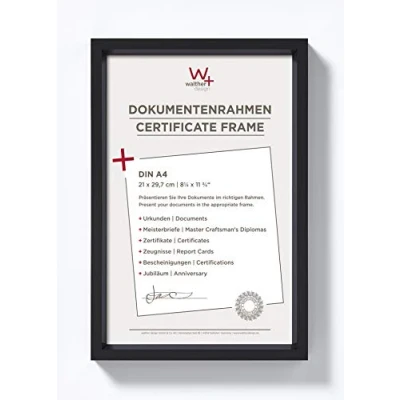 Abbildung von walther design Bilderrahmen schwarz 21 x 29,7 cm (DIN A4) mit Passepartout, Steel Style Kunststoffrahmen ES130B