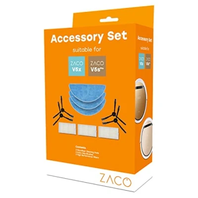 Abbildung von ZACO original Zubehör Set passend für V5sPro und V5x Saugroboter mit Wischfunktion, inkl. Wischtücher, Seitenbürsten Filter