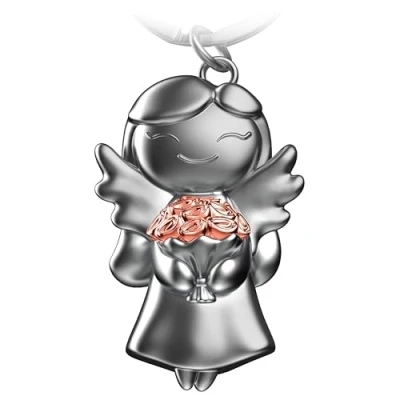 Abbildung von FABACH Schutzengel Schlüsselanhänger Star mit Blumen Engel Glücksbringer Liebe Abschiedsgeschenk Kollegin Abschied Geschenk Kollegen