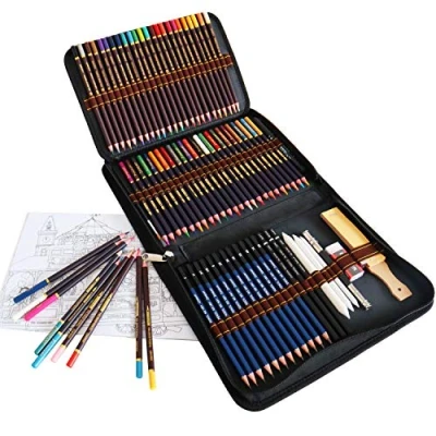 Abbildung von QUER Buntstifte Bleistift Set, 72 teiliges Kunstset enthalten Aquarell Buntstifte, Skizzenstifte, Ideales für Kinder Erwachsene Zeichnen, Skizzieren, Schattieren, Färben