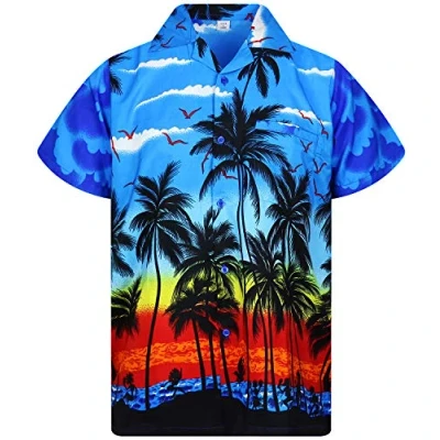 Abbildung von V.H.O. Funky Hawaii Hemd, Herren, Kurzarm, Beach, Blau, S