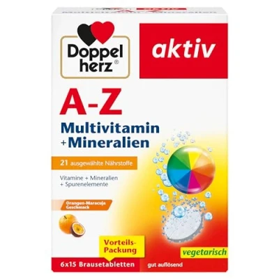 Abbildung von Doppelherz A Z Multivitamin + Mineralien 21 ausgesuchte Nährstoffe zur Unterstützung der Gesundheit und des Wohlbefindens 6 x 15 Brausetabletten