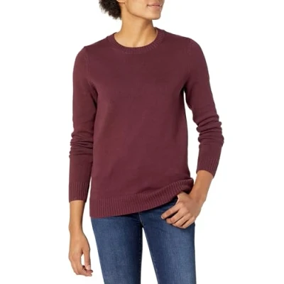 Abbildung von Amazon Essentials Damen Pullover Mit Rundhalsausschnitt Aus 100 % Baumwolle (Erhältlich In Übergröße), Burgunderrot, S