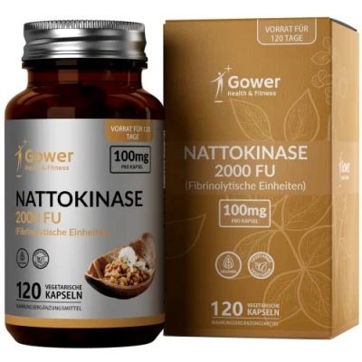 Abbildung von GH Nattokinase 100mg Kapseln Hochdosiert aus Fermentierten Sojabohnen 2000FU 120 Vegane Natto Hergestellt in ISO zertifizierten Betrieben Gentechnik , Milch &amp; Glutenfrei