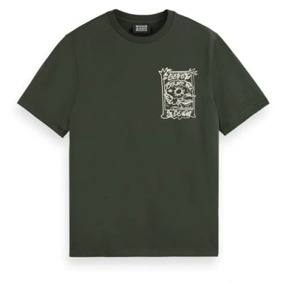 Abbildung von Scotch &amp; Soda Regular FIT Front Chest Artwork Tshirt print, Herren, Größe: Small, Heritage green