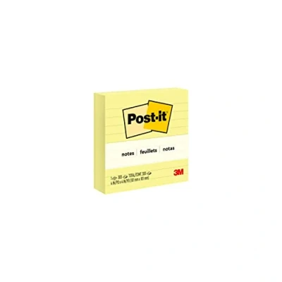 Abbildung von Post it Notes im Großformat XL, Gelb, Liniert, 300 Blatt, 101 mm x Selbstklebende Notizzettel zum Notieren, für To Do Listen und als Erinnerung
