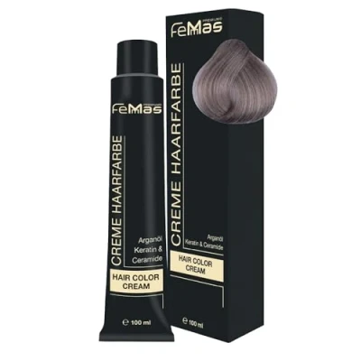 Abbildung von FemMas Haarfarbe Hell Lichtblond Asch Intensiv 10.11 I Professionelle Creme mit Arganöl, Keratin &amp; Ceramiden dauerthafte Haarfärbung oder Tönung für strahlende Farbergebnisse 100 ml