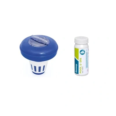 Abbildung von Bestway Flowclear 3 in 1 Teststreifen Starter Set inkl. Dosierschwimmer 16,5 cm Ø Poolwasser sauber und kristallklar