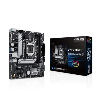 Abbildung von ASUS Prime H510M A R2.0 Mainboard Sockel Intel LGA1200 (Intel H470 Chipsatz, mATX, DDR4, USB 3.2 Gen 1, M.2, 1Gb Ethernet, Aura Sync)
