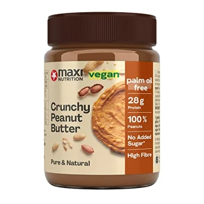 Abbildung von MaxiNutrition Crunchy Peanut Butter, 350g, 100% Erdnüsse, ohne Zucker, mit 28g Protein, Palmöl