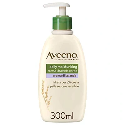 Abbildung von Aveeno Daily Mosturising feuchtigkeitsspendende Körpercreme, Körpercreme mit Lavendel und Hafer, duftende Lavendelaroma,