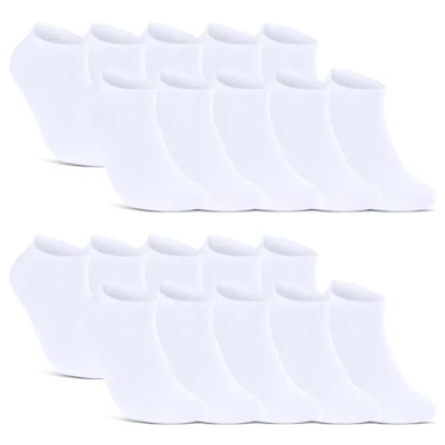 Abbildung von 10 20 30 Paar Sneaker Socken Damen &amp; Herren Schwarz Weiß Baumwolle 10800 WP (Weiß 43 46)