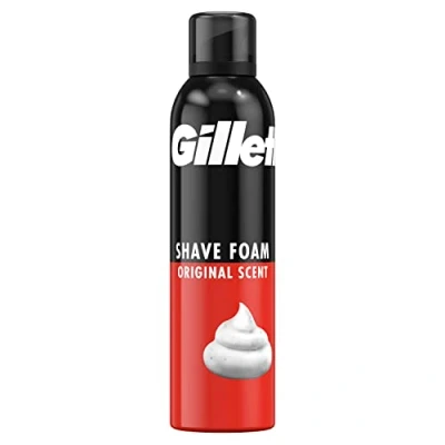 Abbildung von Gillette Classic Bartpflege Rasierschaum mit Original Duft Männer (300 ml), Hilft, vor Hautreizungen durch Rasieren zu Schützen, schnelle und einfache Rasur der Komfort Gleit Formel