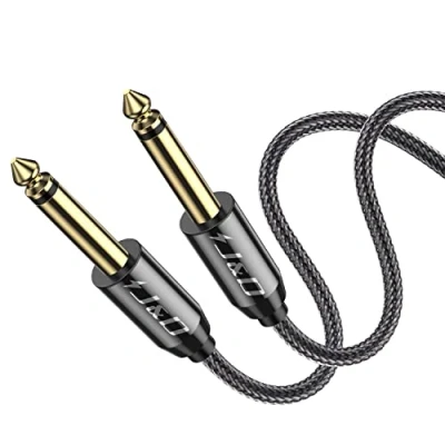 Abbildung von J&amp;D 6.35mm Mono Audio Kabel, Gold Plated (1/4 Zoll) TS Kabel mit Zink Alloy Gehäuse und Nylon Braid für iPhone, iPad, iPod, Laptop, Heimkino Geräte, Verstärker 1.8m