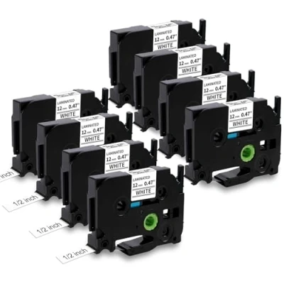 Abbildung von 8x MarkField Kompatible Schriftband Ersatz für Brother P touch TZe 231 TZ 12mm x 8m Etikettenband PT D200 D400 E110 1000 1005 1010 1080 H101C H105 H107 H108 Cube, Schwarz auf Weiß