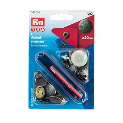 Abbildung von PRYM 390358 Nähfrei Druckknopf Anorak Spirit Messing 20 mm altsilber