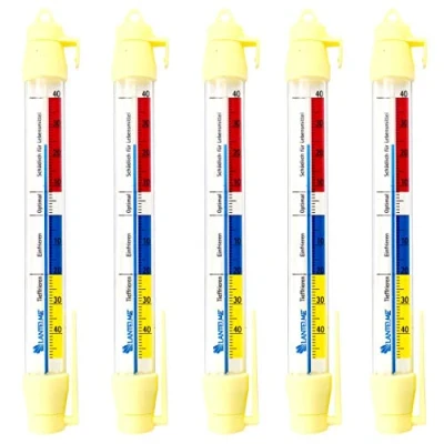 Abbildung von Lantelme 5 Stück Kühlschrankthermometer Set 21cm lang Gefrierschrankthermometer Analog Thermometer auch für Eisfach Kühltheke Kühlschrank Gefrierschrank Kühltruhe (5)