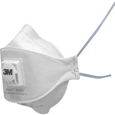 Abbildung von 3M™ Aura™ Staubmaske FFP2 mit Ventil, Serie 9322+, 10 Masken pro Packung, Weiß