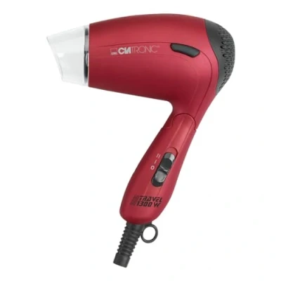 Abbildung von Clatronic® kompakter Haartrockner inkl. praktischer Klarsichttasche Hair Dryer mit Klappgriff &amp; 2 Leistungsstufen Haarföhn Volumen Diffusor 360 drehbarer Formdüse 1200W HTD 3429 rot
