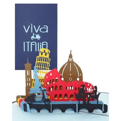 Abbildung von Pop Up Karte „Viva Italia“ 3D Einladung, Geburtstagskarte, Reisegutschein Italien, Geschenkgutschein, Glückwunschkarte Gutschein Rundreise