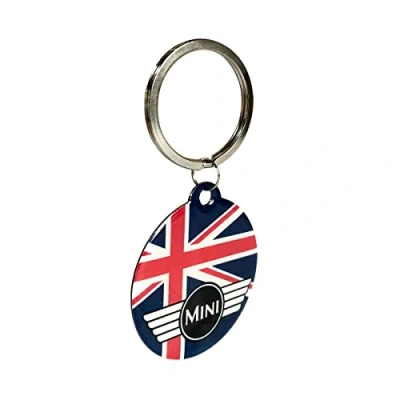 Abbildung von Nostalgic Art Retro Schlüsselanhänger, Ø 4 cm, Mini Union Jack Geschenk Idee für Cooper Accessoires Fans, aus Metall, Vintage Design