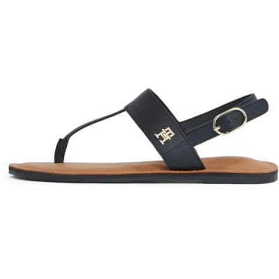 Abbildung von Tommy Hilfiger Damen Sandalen Leather Thong Zehentrenner, Schwarz (Black), 39