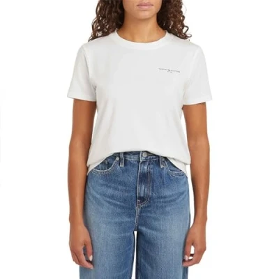 Abbildung von Tommy Hilfiger Damen T Shirt Kurzarm 1985 Mini Corp Logo Regular Fit, Weiß (Nos Ecru), XL