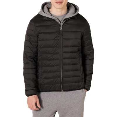 Abbildung von Amazon Essentials Herren Verstaubare, Leichte, Wasserabweisende Pufferjacke (Erhältlich In Big &amp; Tall), Schwarz, XL
