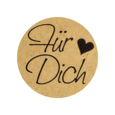 Abbildung von Ideen mit Herz Kraftpapier Sticker für Dich Ø 2,5cm Etiketten Aufkleber auf Rolle 500 Stück ideal Hochzeit, Geburtstag, Dankeskarten, Einladungen, Grußkarten