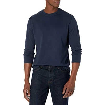 Abbildung von Amazon Essentials Herren Langärmeliges T Shirt, Schmale Passform, Marineblau, L