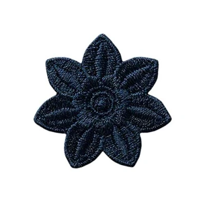 Abbildung von Mono Quick Bügelbild Aufnäher Patch Applikation zum Aufbügeln Blume blau dunkelblau 3,5 cm