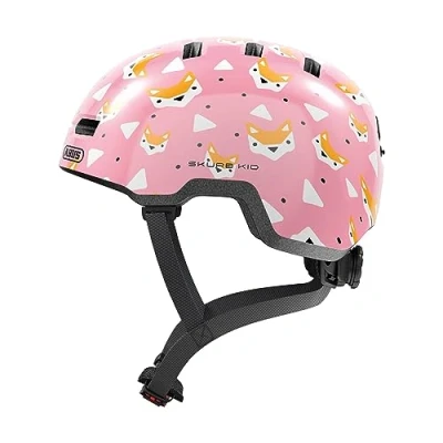 Abbildung von ABUS Kinderhelm Skurb Kid robuster Fahrradhelm im Skater Look mit Platz für einen Zopf und vielfältigen Designs Mädchen Jungen Rosa Füchsen, Größe S