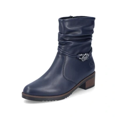 Abbildung von Rieker Damen Klassische Stiefeletten Y0572, Frauen Stiefeletten,reißverschluss,gerafft,Boots,Stiefel,Bootee,Booties,blau (14),40 EU / 6.5 UK