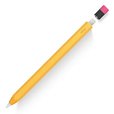 Abbildung von elago Klassische Hülle Kompatibel mit Apple Pencil 1. Generation Cover Hülle, Dauerhaftes Silikon, Klassisches Design, Perfekter Halt, Schützende Haut, Premium Silikon (Gelb)