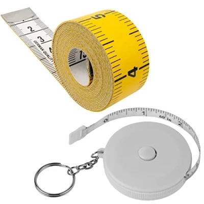 Abbildung von Schneidermaßband, 2 Stück, universal Maßband mit 150 CM / 60&quot; Gesamtlänge, in 1 und INCH Skalierung, Ausmessung von Kleidung, Körper Fett, Rollmaßband, Rolle Messband Rollschachtel