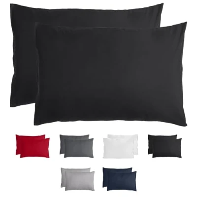 Abbildung von Komfortec Kissenbezug 50x70 cm 2er Set aus Gebürstet Mikrofaser mit Reißverschluss, Atmungskativ und Weich Schwarz
