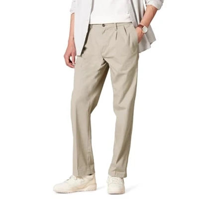 Abbildung von Amazon Essentials Herren Knitterfreie Chinohose mit klassischer Passform und Bügelfalte (erhältlich in Big &amp; Tall), Schiefergrau, 33W / 32L