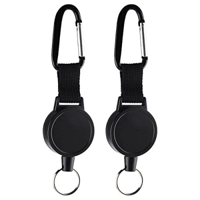 Abbildung von Kuuqa 2 pcs Schlüssel Heavy duty Schlüsselanhänger Schlüsselband Ausziehbar Schlüsselkette Ausweis JoJo Retractable Schlüsselrolle ID Abzeichen Halter mit 65 cm / 25 Zoll Stahldrahtseil